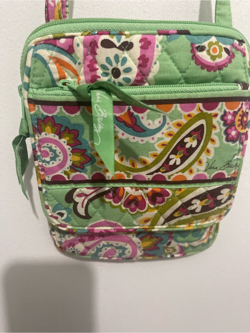 Vera Bradley Mint Green Paisley Quilted Crossbody